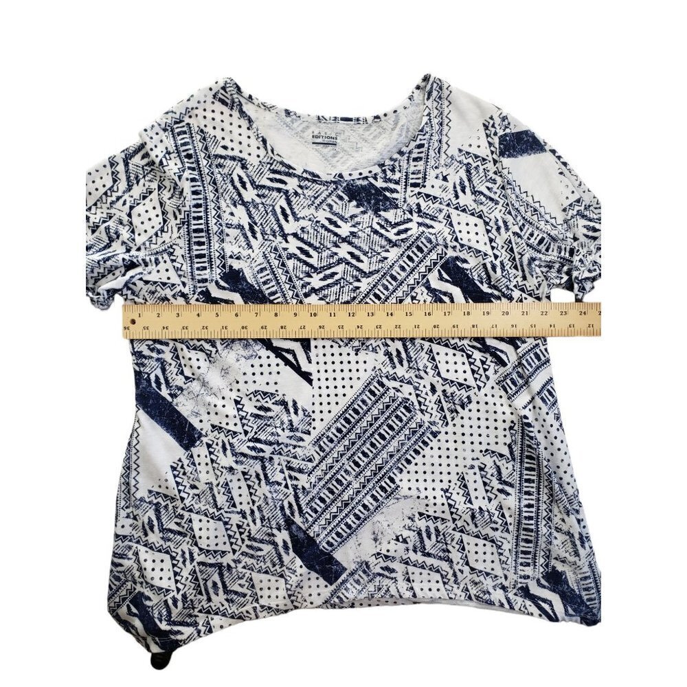 Basic Edition White & Blue Geometric Short Sleeve… - image 4
